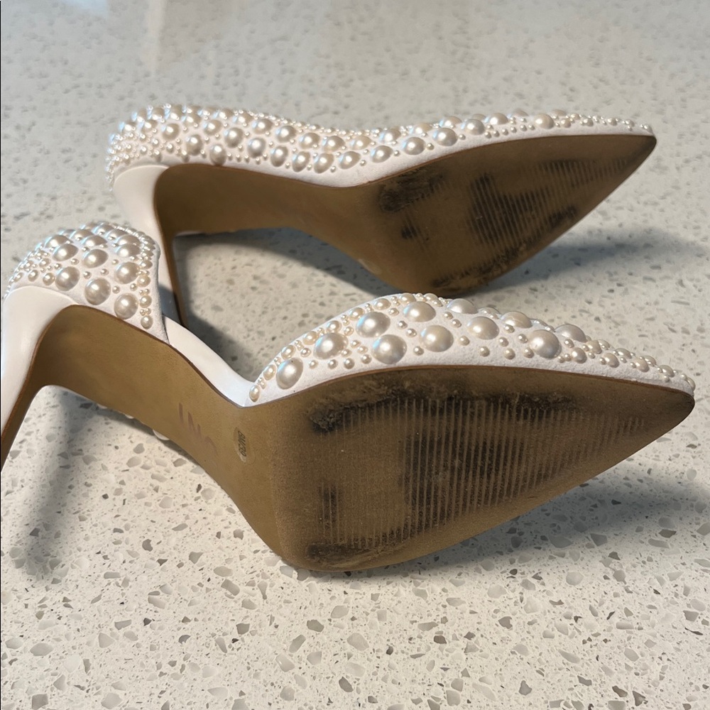 Gently Used I.N.C. Pearl-Embellished Women's Pointed Toe Pumps - Ivory - Picture 5 of 6